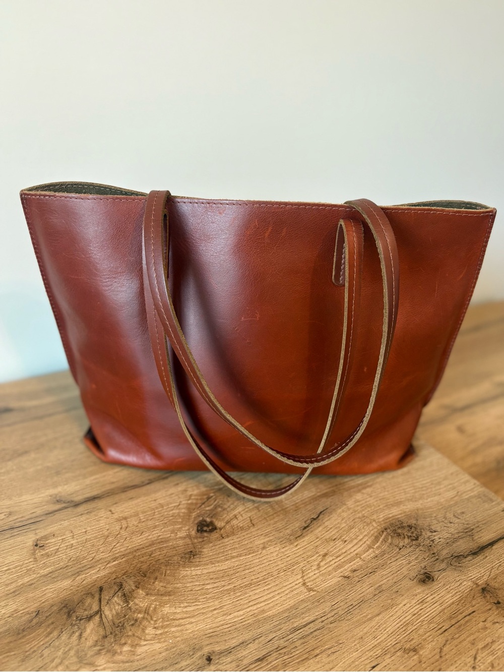 Portland Leather Brown full grain leather Classic Tote Bag - Picture 5 of 7